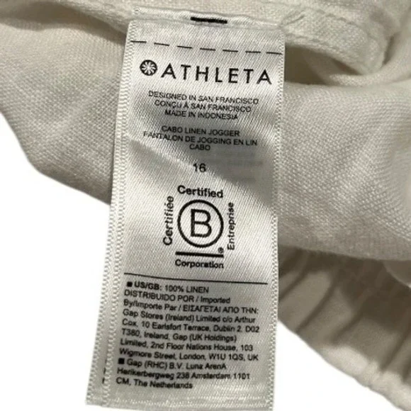 Athleta White Linen Blend Jogger Pants Drawstring Waist Pockets Casual 16 - Picture 4 of 14